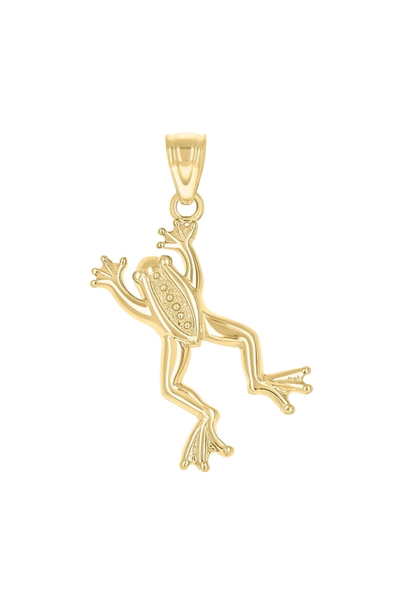 10kt Real Two-Tone Gold Womens Frog Animal Charm Pendant