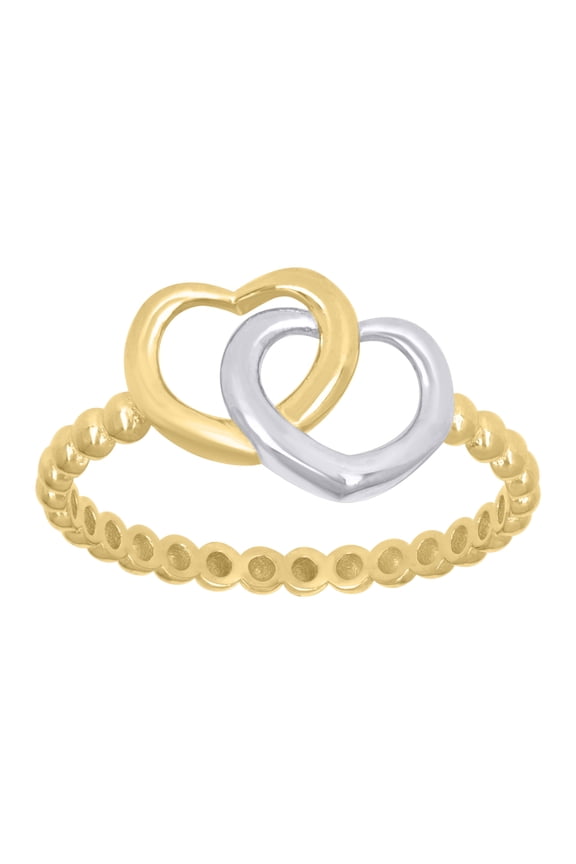 10kt Real Two-Tone Gold Womens Intertwined Heart Ring