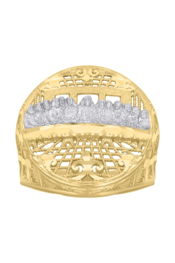 10kt Real Two-tone Gold Mens Last Supper Religious Ring