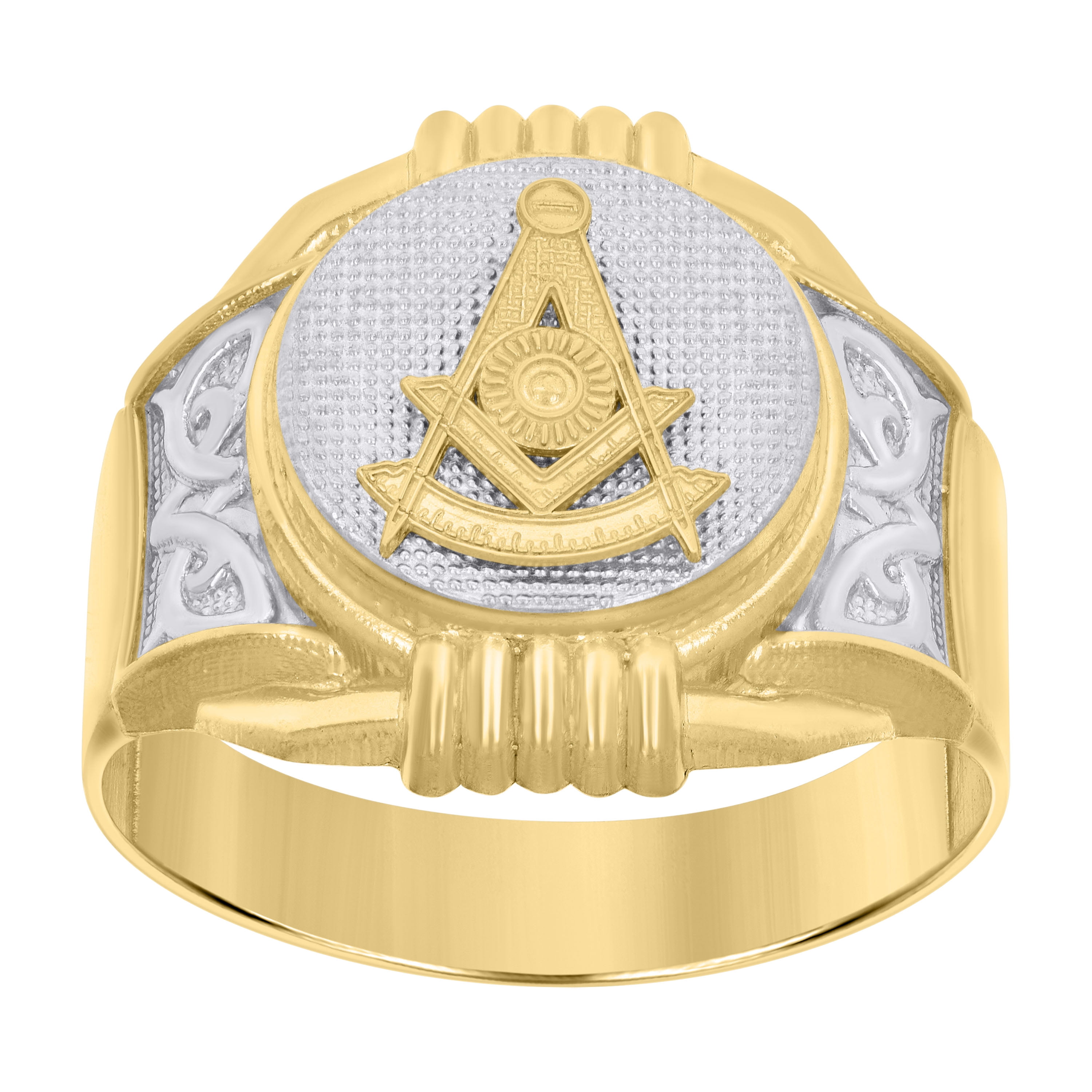 Icon Ring Monastery 10kt Real Two-tone Gold Mens Masonic Symbol Religious Ring - Walmart.com
