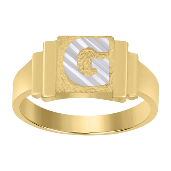 10kt Real Two-tone Gold Unisex Initial Alphabet G Ring