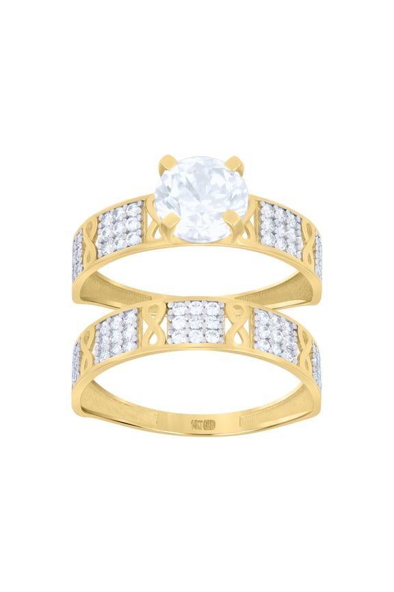10kt Real Two-tone Gold Womens Cubic-Zirconia Duo Bridal Ring Set