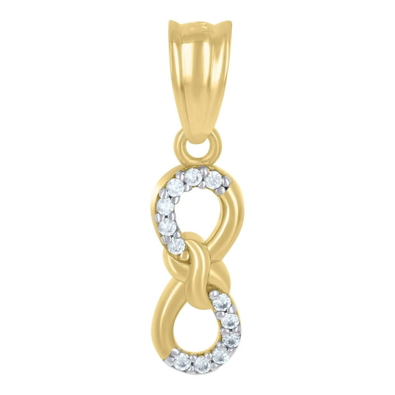 10kt Real Two-tone Gold Womens Cubic-Zirconia Love Symbol Infinity Charm Pendant