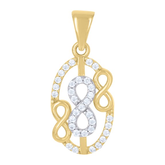 10kt Real Two-tone Gold Womens Cubic-Zirconia Love Symbol Infinity Charm Pendant