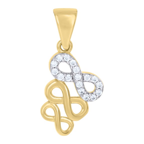 10kt Real Two-tone Gold Womens Cubic-Zirconia Love Symbol Infinity Charm Pendant