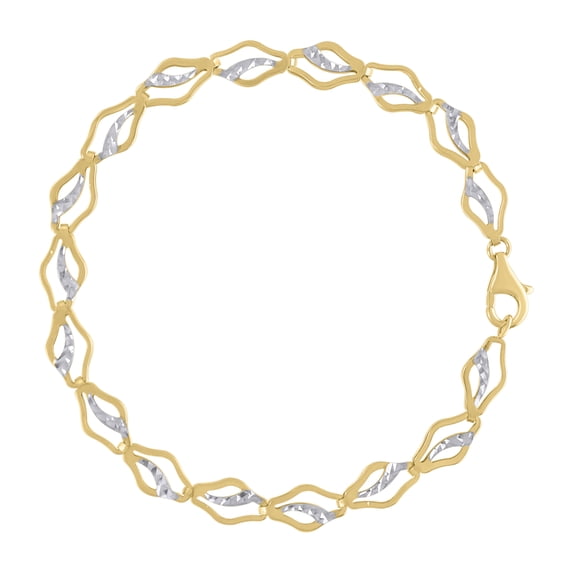 10kt Real Two-tone Gold Womens Fashion Link Bracelet Size 8 Inches