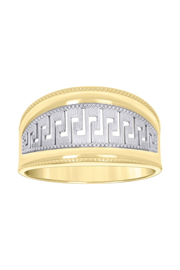 10kt Real Two-tone Gold Womens Greek Key Egyptian Ring
