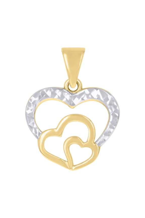 10kt Real Two-tone Gold Womens Triple Heart Charm Pendant
