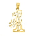 thumbnail image 1 of 10kt Real Yellow Gold Diamond-Cut Mens No. 1 Dad Letters & Words Charm Pendant, 1 of 1