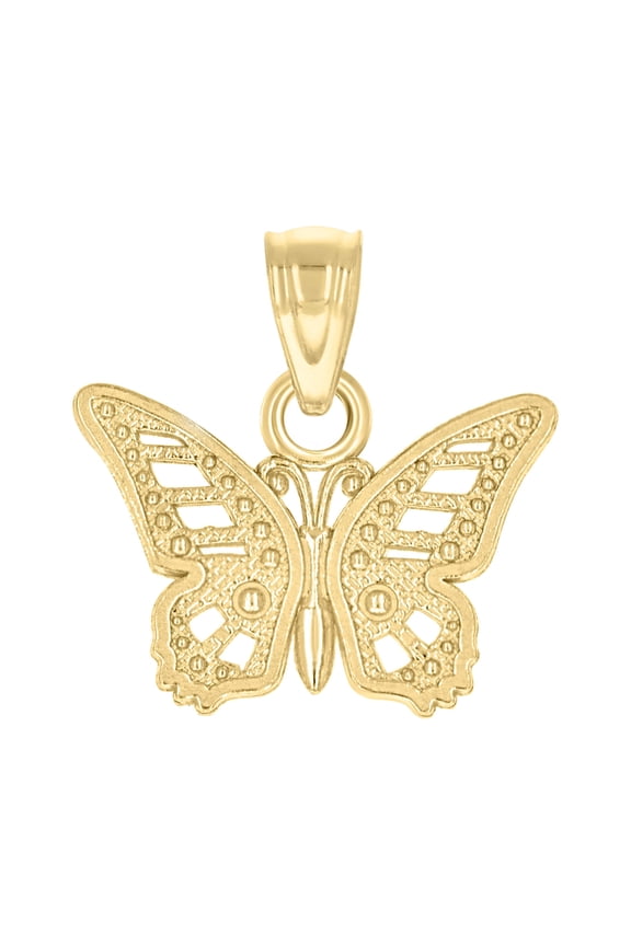 10kt Real Yellow Gold Diamond-Cut Womens Butterfly Animal Charm Pendant