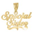 thumbnail image 1 of 10kt Real Yellow Gold Diamond-Cut Womens Special Sister Letters & Words Charm Pendant, 1 of 1