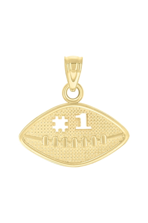 10kt Real Yellow Gold Mens #1 Football Sports Charm Pendant