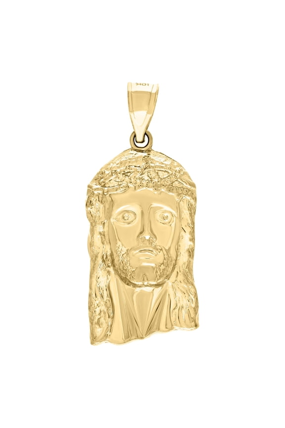 10kt Real Yellow Gold Mens Jesus Religious Charm Pendant
