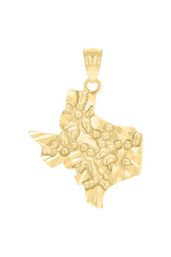 10kt Real Yellow Gold Mens Nugget Texas Map Charm Pendant