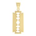 thumbnail image 1 of 10kt Real Yellow Gold Mens Razor Blade Tools Occupation Charm Pendant, 1 of 1