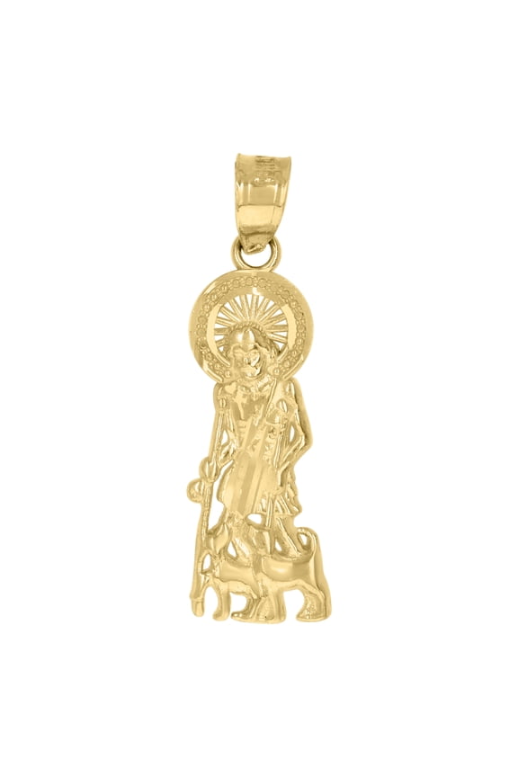 10kt Real Yellow Gold Mens Saint Lazarus Religious Charm Pendant