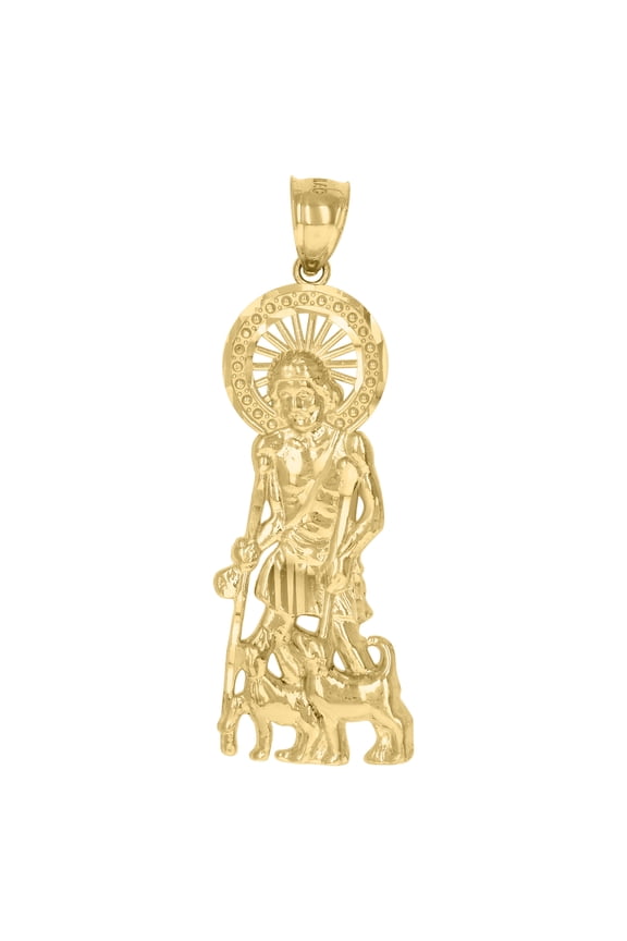 10kt Real Yellow Gold Mens Saint Lazarus Religious Charm Pendant
