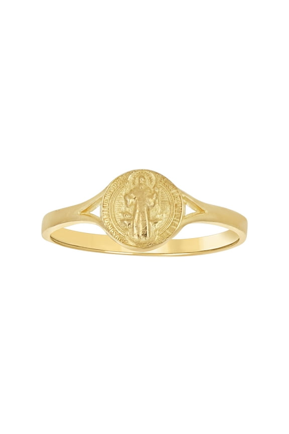 10kt Real Yellow Gold Mens Saint St Benedict Religious Ring