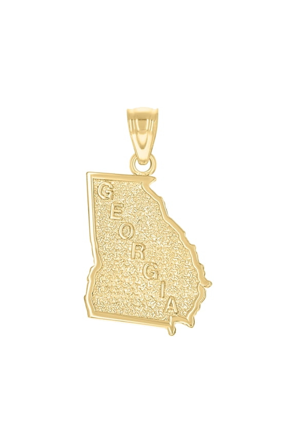 10kt Real Yellow Gold Mens Textured Georgia State Map Charm Pendant