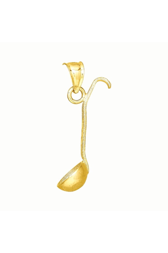 10kt Real Yellow Gold Mens Textured Spoon Household Charm Pendant