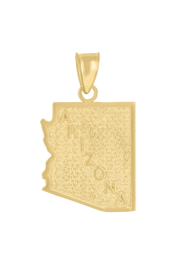 10kt Real Yellow Gold Textured Unisex Arizona State Charm Pendant