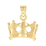 10kt Real Yellow Gold Unisex Crown Charm Pendant