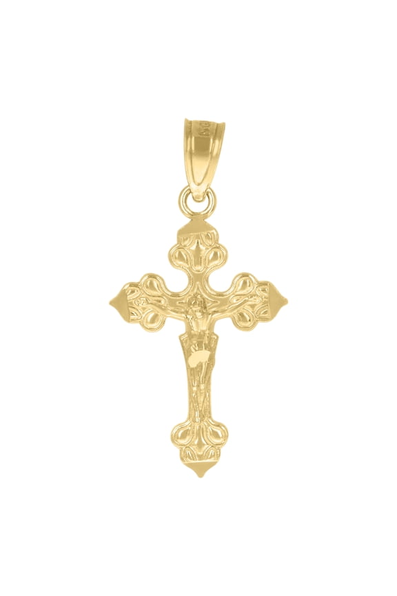 10kt Real Yellow Gold Unisex Crucifix Cross Religious Charm Pendant