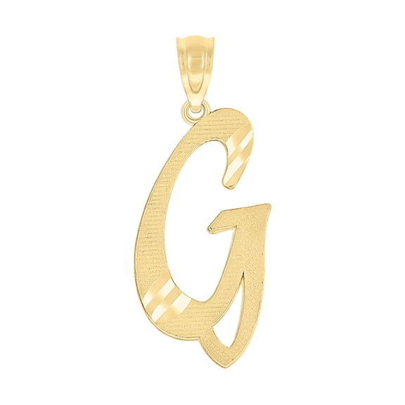 10kt Real Yellow Gold Unisex Diamond-Cut Initial G Charm Pendant