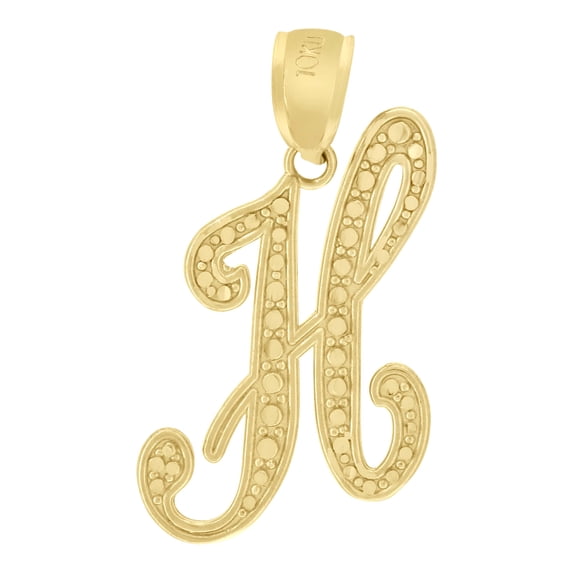 10kt Real Yellow Gold Unisex Initial Alphabet H Charm Pendant