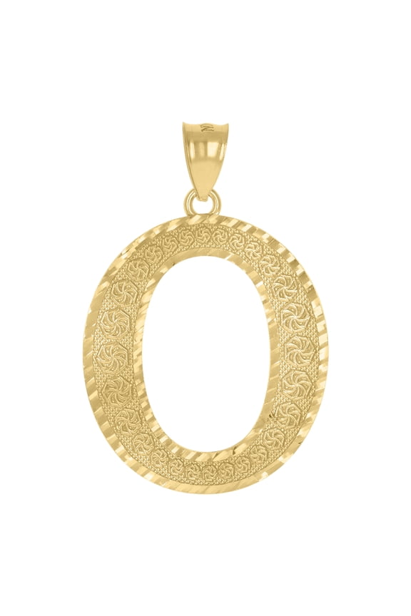 10kt Real Yellow Gold Unisex Initial Alphabet O Charm Pendant