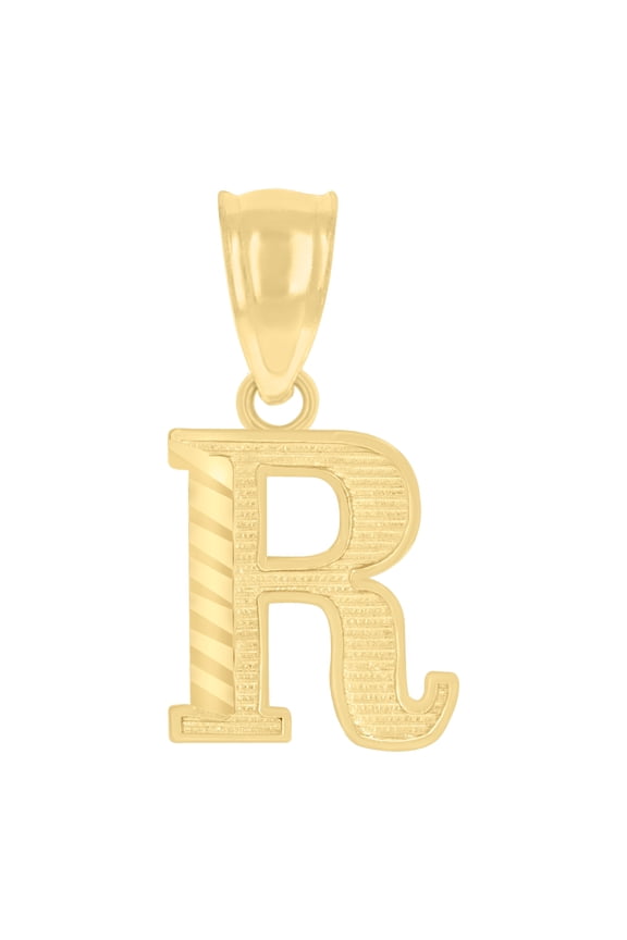 10kt Real Yellow Gold Unisex Initial Letter "R" Charm Pendant