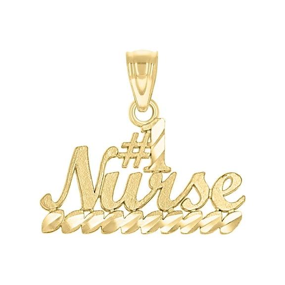 10kt Real Yellow Gold Unisex No.1 Nurse Letters & Words Charm Pendant