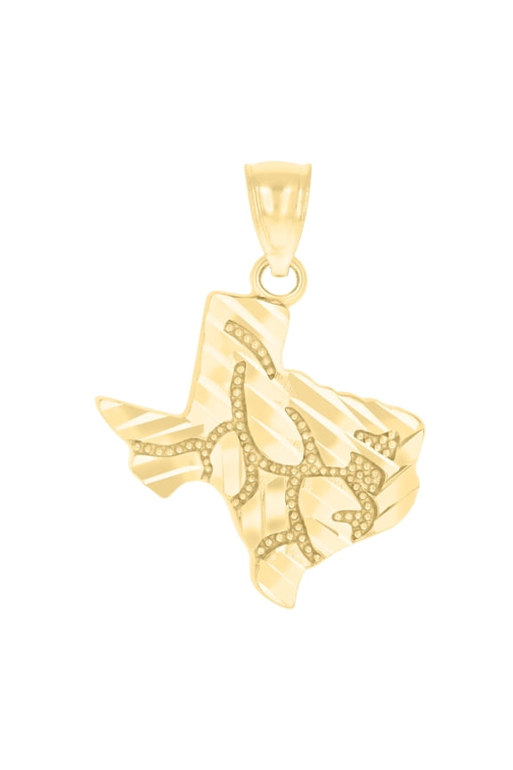 10kt Real Yellow Gold Unisex Nugget Texas Map Charm Pendant