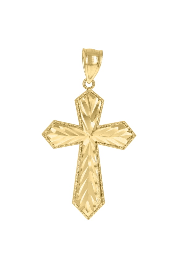 10kt Real Yellow Gold Unisex Passion Cross Religious Charm Pendant