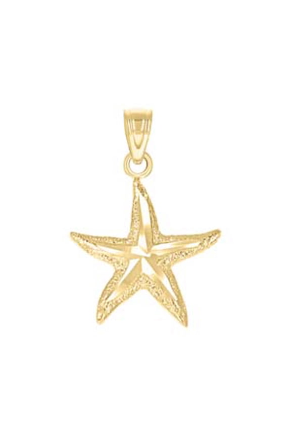 10kt Real Yellow Gold Unisex Star Fish Sea Life Charm Pendant