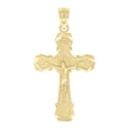 thumbnail image 1 of 10kt Real Yellow Gold Unisex Textured Crucifix Cross Religious Charm Pendant, 1 of 1