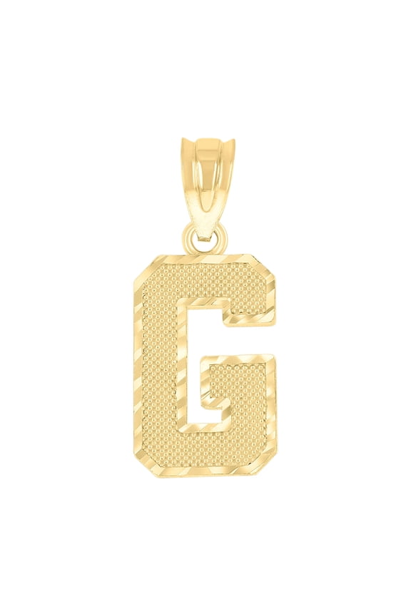 10kt Real Yellow Gold Unisex Textured Initial Letter G Charm Pendant