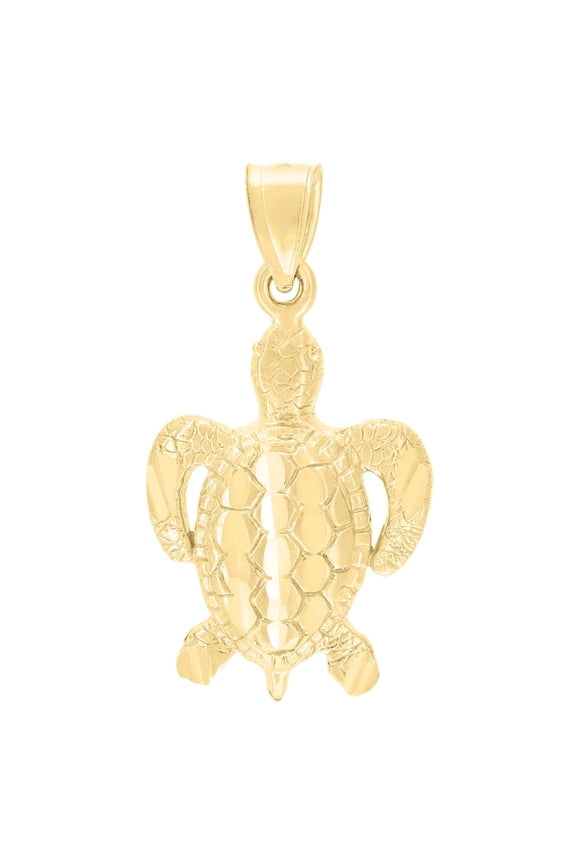 10kt Real Yellow Gold Unisex Turtle Animal Charm Pendant