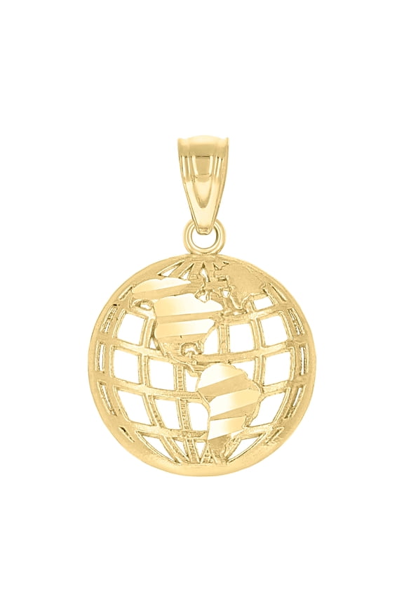 10kt Real Yellow Gold Unisex World Globe Charm Pendant