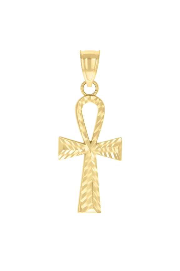 10kt Real Yellow Gold Womens Ankh Cross Religious Charm Pendant