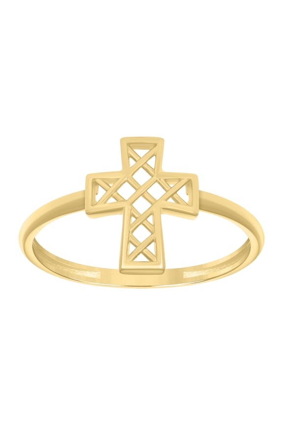 10kt Real Yellow Gold Womens Cross Religious Ring