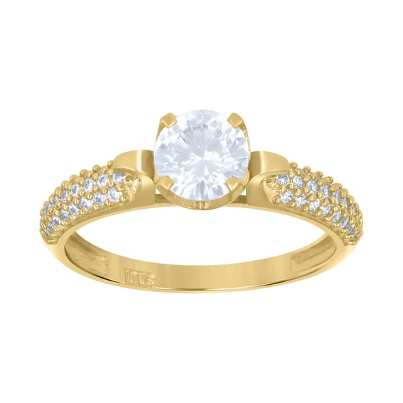 10kt Real Yellow Gold Womens Cubic-Zirconia Engagement Ring