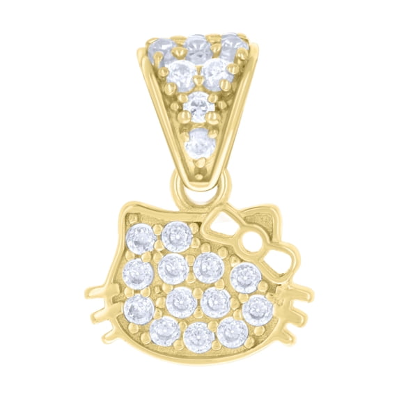 10kt Real Yellow Gold Womens Cubic-Zirconia Kitty Fashion Charm Pendant