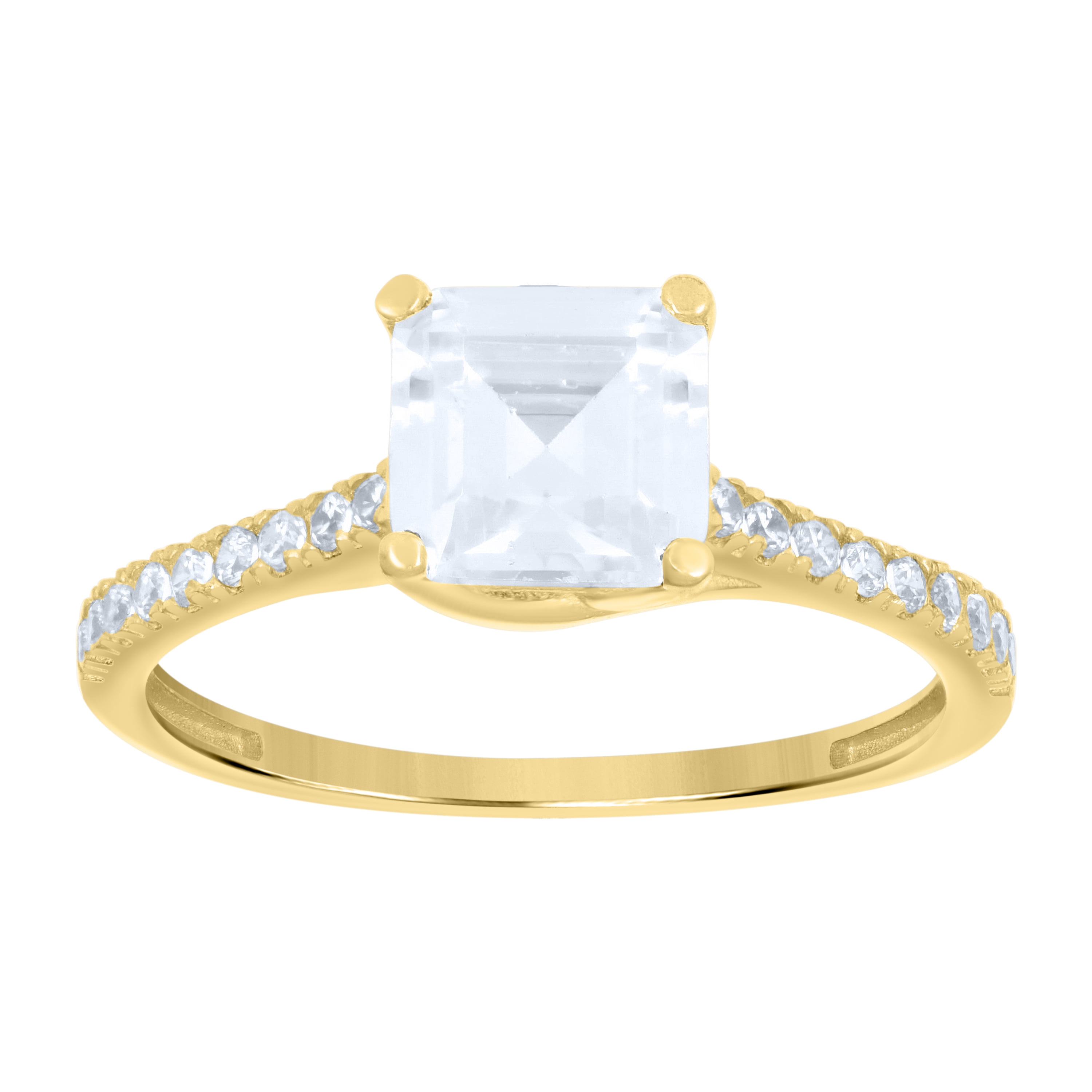 SB JEWELERS 10kt Real Yellow Gold Womens Cushion-Cut Round Cubic-Zirconia Engagement Ring