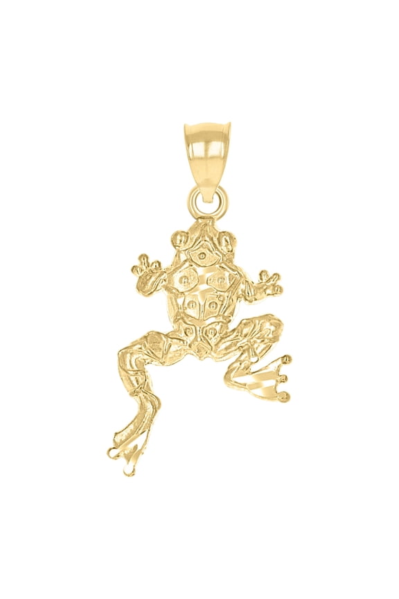 10kt Real Yellow Gold Womens Frog Animal Charm Pendant