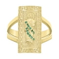 thumbnail image 1 of 10kt Real Yellow Gold Womens Green Cubic-Zirconia Saint Jude Religious Greek Key Patterned Ring, 1 of 1