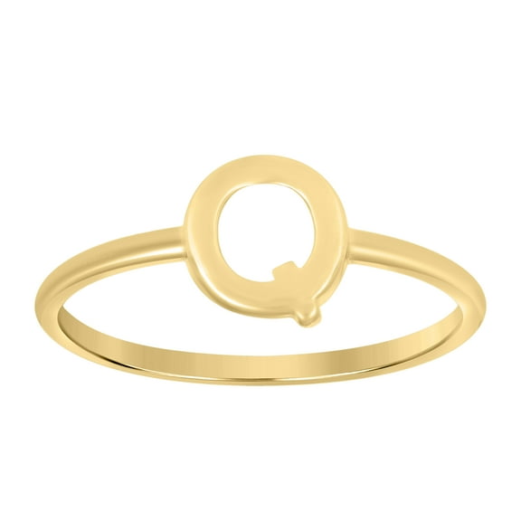 10kt Real Yellow Gold Womens Initial Alphabet Q Ring