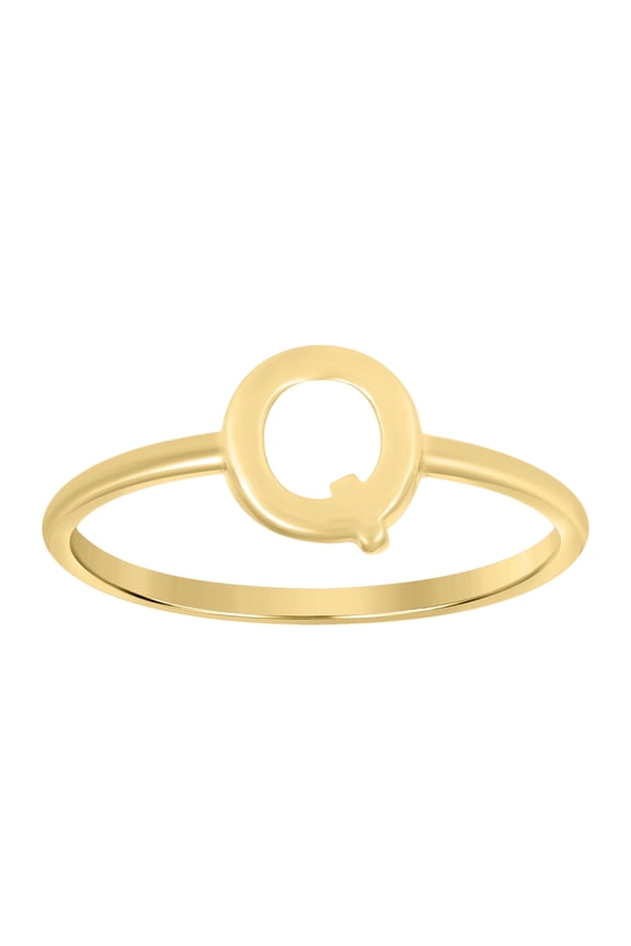 10kt Real Yellow Gold Womens Initial Alphabet Q Ring