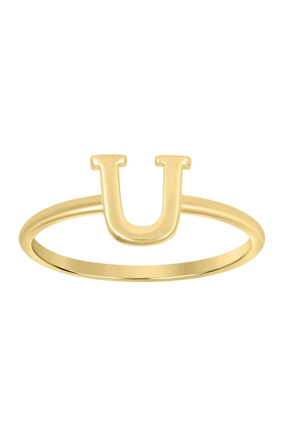 10kt Real Yellow Gold Womens Initial Alphabet U Ring