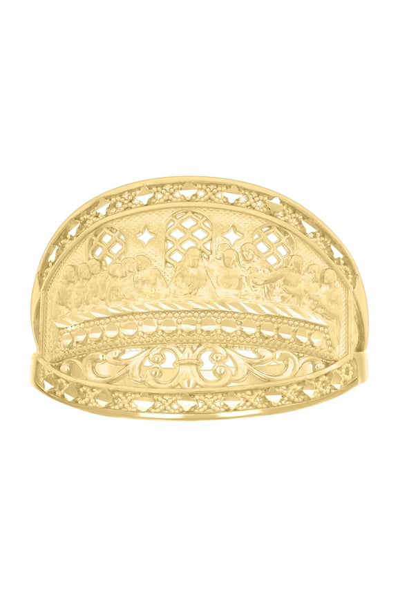 10kt Real Yellow Gold Womens Last Supper Religious Ring